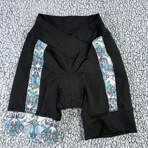 Sheila Moon Women Padded Cycling Crossover Waist Black Blue Butterfly Small